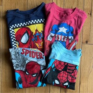 Marvel Kids Short Sleeve Tees, Size 6 - Spider-Man and Captain America